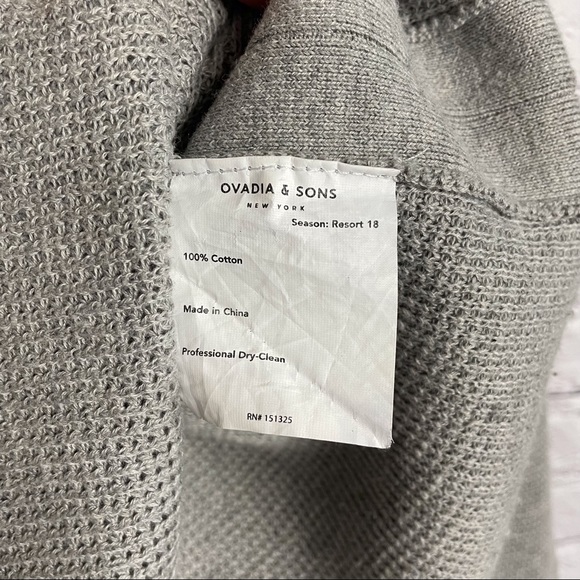 Ovadia And Sons Cotton Waffle Knit Crew Neck Sweater in Heather Grey Size XXL - Picture 6 of 9